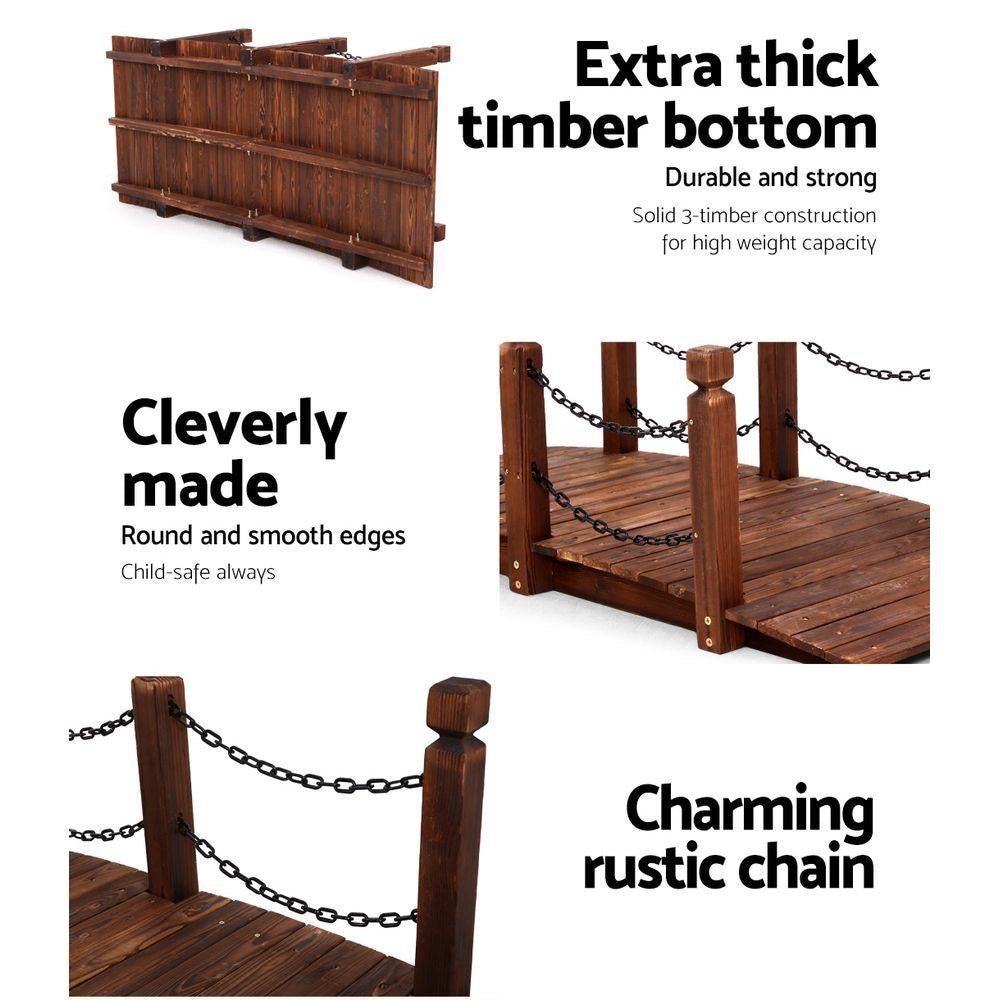 Garden Rustic Chain Bridge Wooden Decoration Decor Landscape 160cm Length Rail Outdoor Furniture Fast shipping On sale