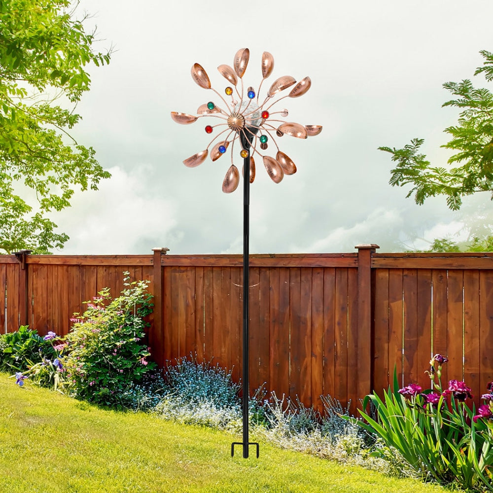 Garden Windmill Solar Light Wind Spinner Metal Ornaments Outdoor Decor 190cm Fast shipping On sale