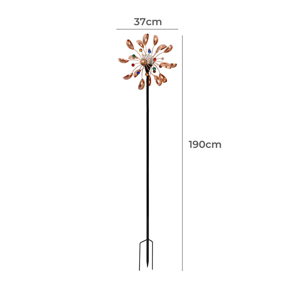 Garden Windmill Solar Light Wind Spinner Metal Ornaments Outdoor Decor 190cm Fast shipping On sale