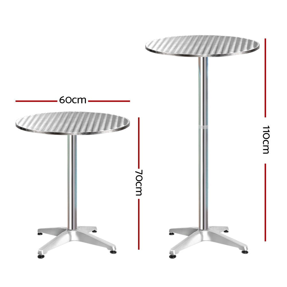 Gardeon 2pcs Outdoor Bar Table Furniture Adjustable Aluminium Cafe Round Sets Fast shipping On sale