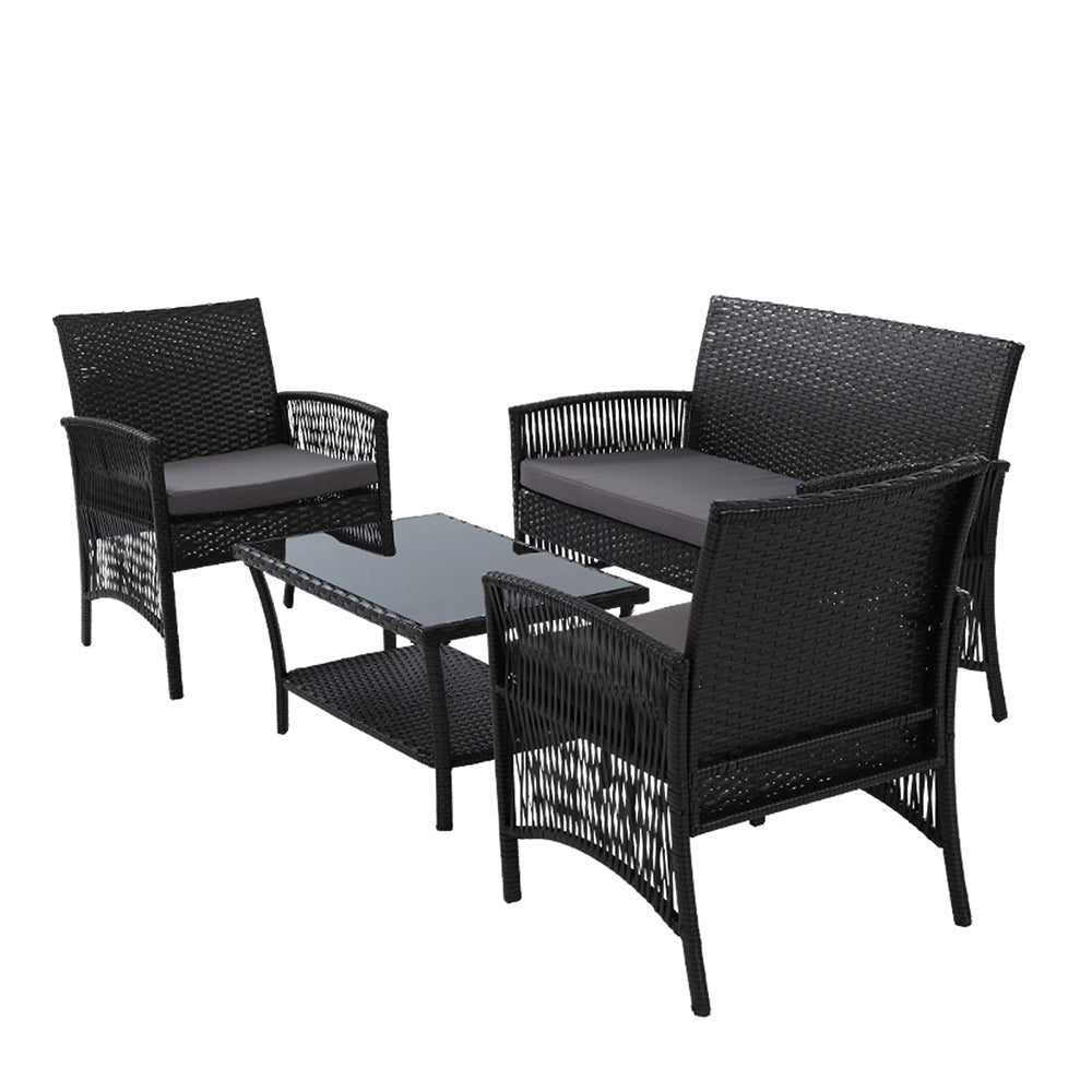 Gardeon 4 PCS Outdoor Furniture Lounge Setting Rattan Patio Dining Set Sets Fast shipping On sale