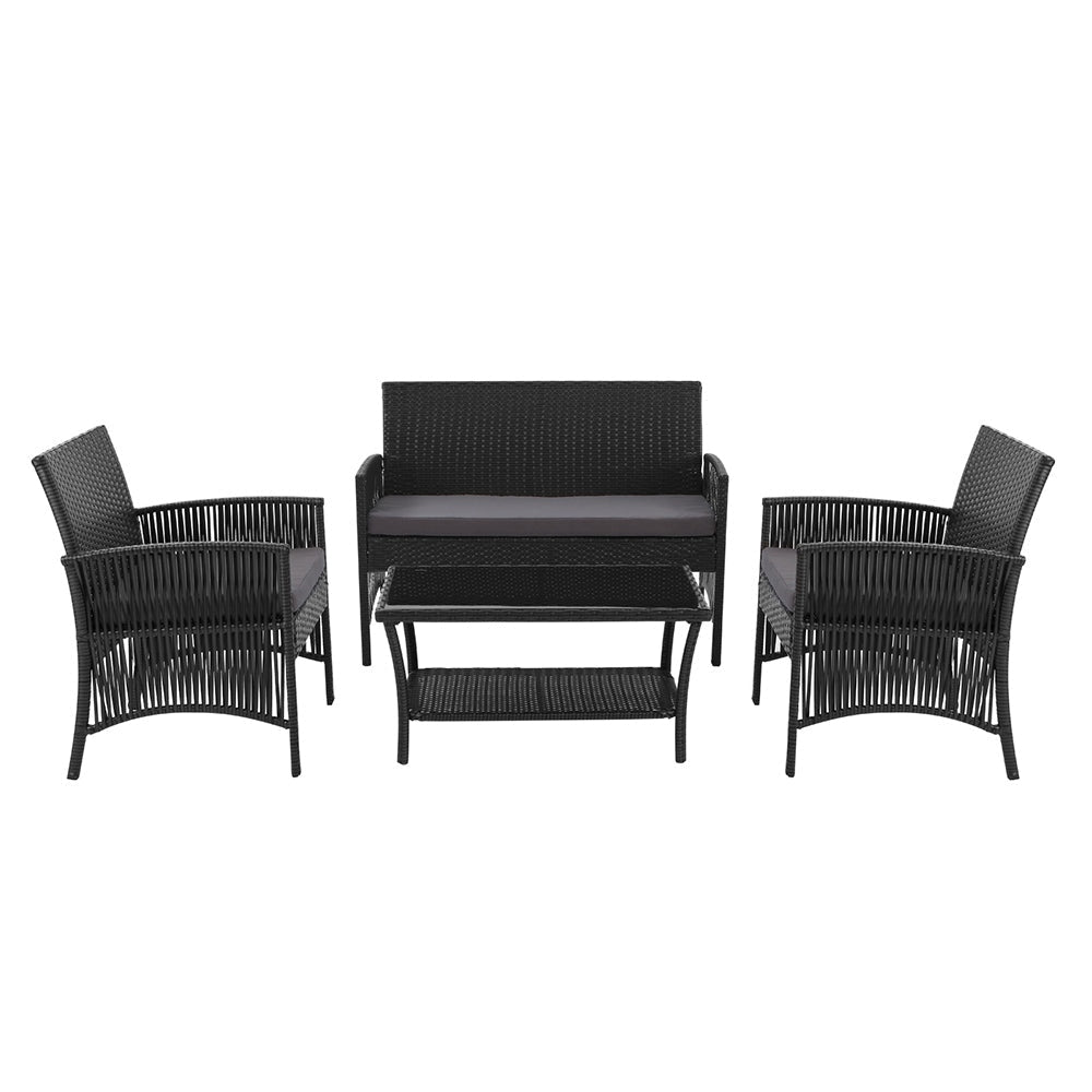 Gardeon 4 PCS Outdoor Furniture Lounge Setting Rattan Patio Dining Set Sets Fast shipping On sale