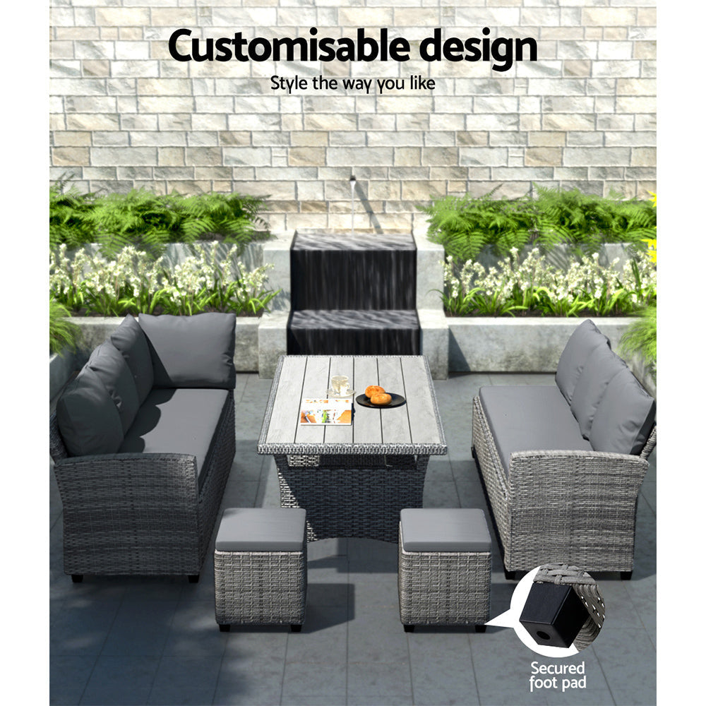 Gardeon 9-Seater Outdoor Dining Set Patio Furniture Wicker Lounge Table Chairs Sets Fast shipping On sale