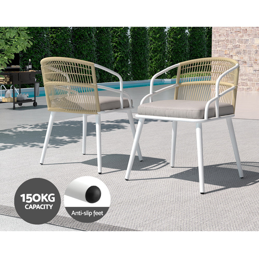 Gardeon Outdoor Dining Set 5 Piece Aluminum Table Chairs Setting White Sets Fast shipping On sale