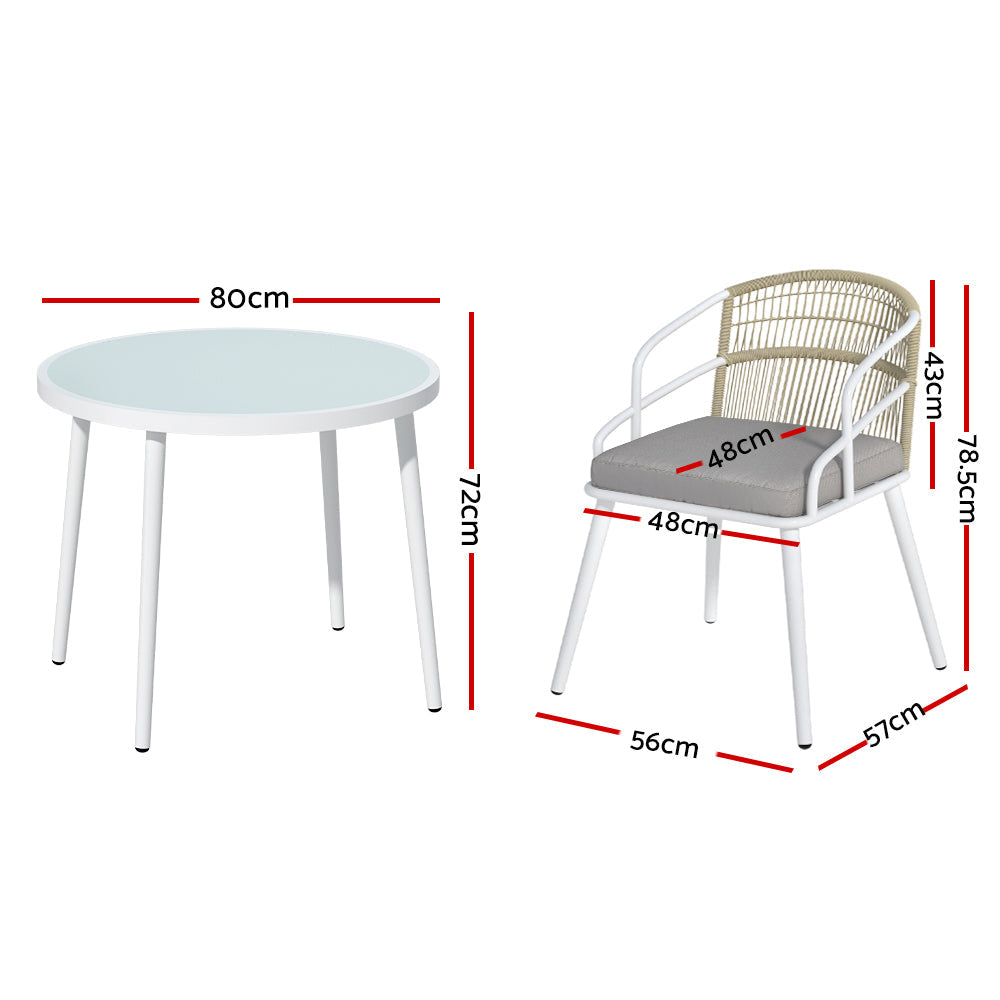 Gardeon Outdoor Dining Set 5 Piece Aluminum Table Chairs Setting White Sets Fast shipping On sale