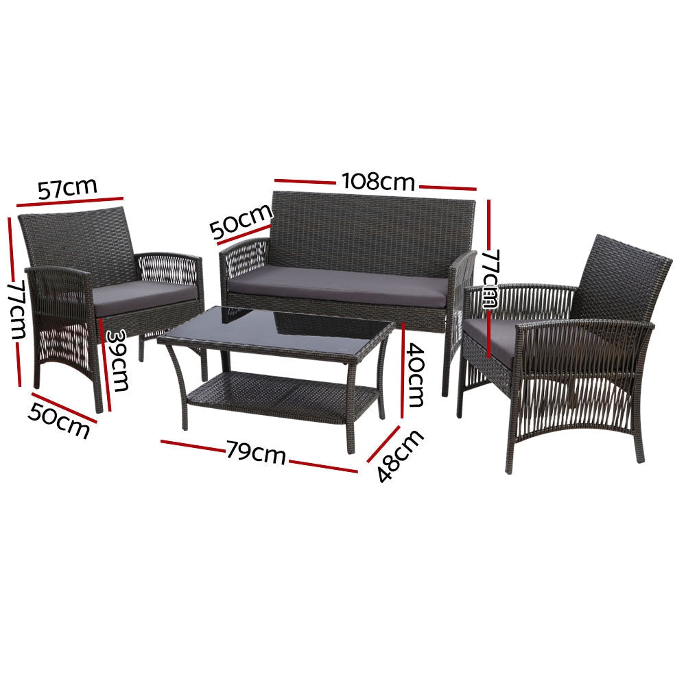 Gardeon Outdoor Furniture Dining Set Lounge Setting Rattan Patio Grey Sets Fast shipping On sale