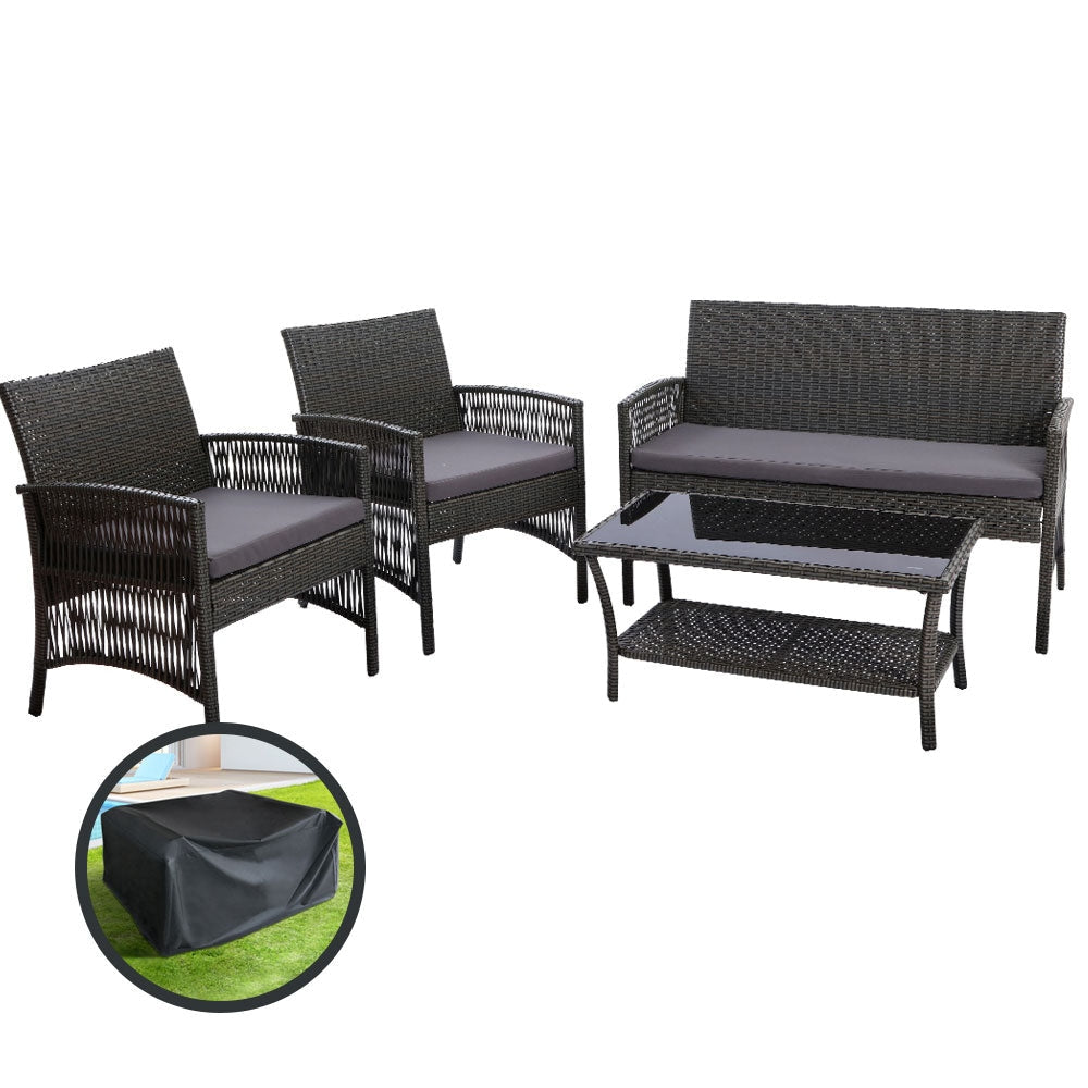 Gardeon Outdoor Furniture Dining Set Lounge Setting Rattan Patio Grey Sets Fast shipping On sale