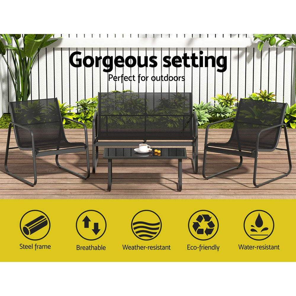 Gardeon Outdoor Lounge Setting Garden Patio Furniture Textilene Sofa Table Chair Sets Fast shipping On sale