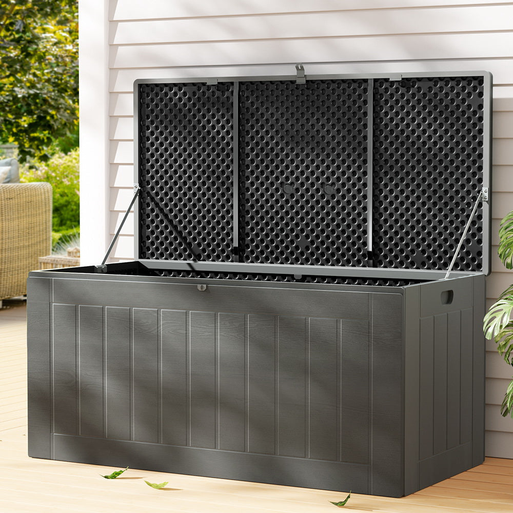 Gardeon Outdoor Storage Box 830L Container Lockable Garden Bench Tool Shed Black Furniture Fast shipping On sale