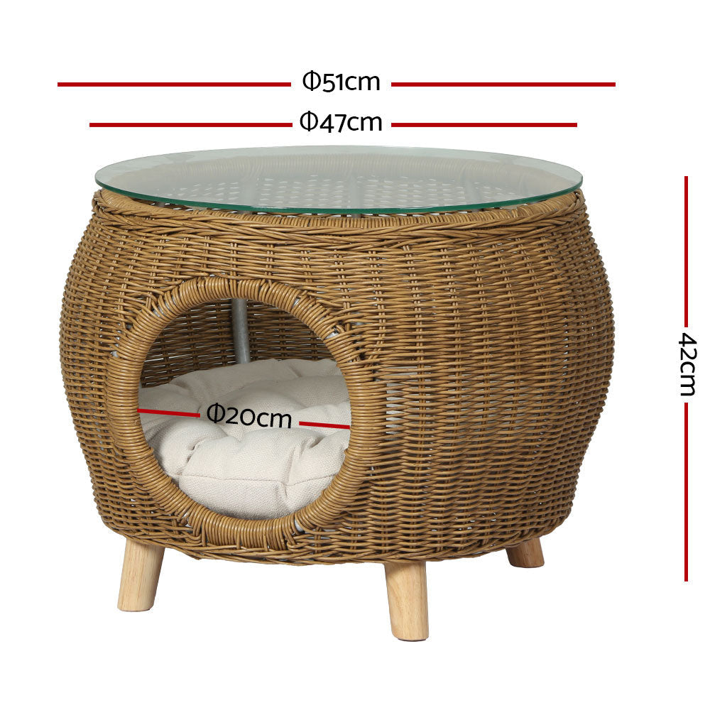 Gardeon Side Table Coffee Pet Bed Wicker Indoor Outdoor Furniture Patio Desk Fast shipping On sale