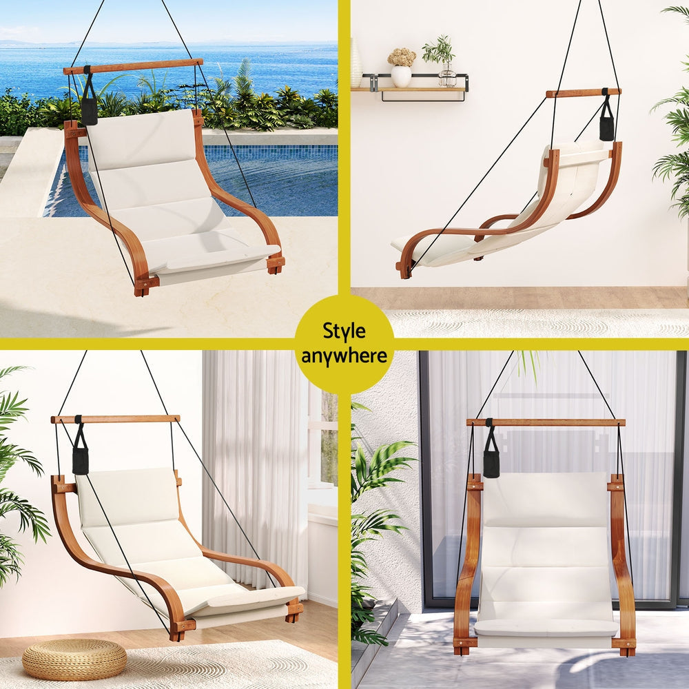 Gardeon Wooden Hammock Chair Hanging Indoor Outdoor Garden Patio Furniture Fast shipping On sale