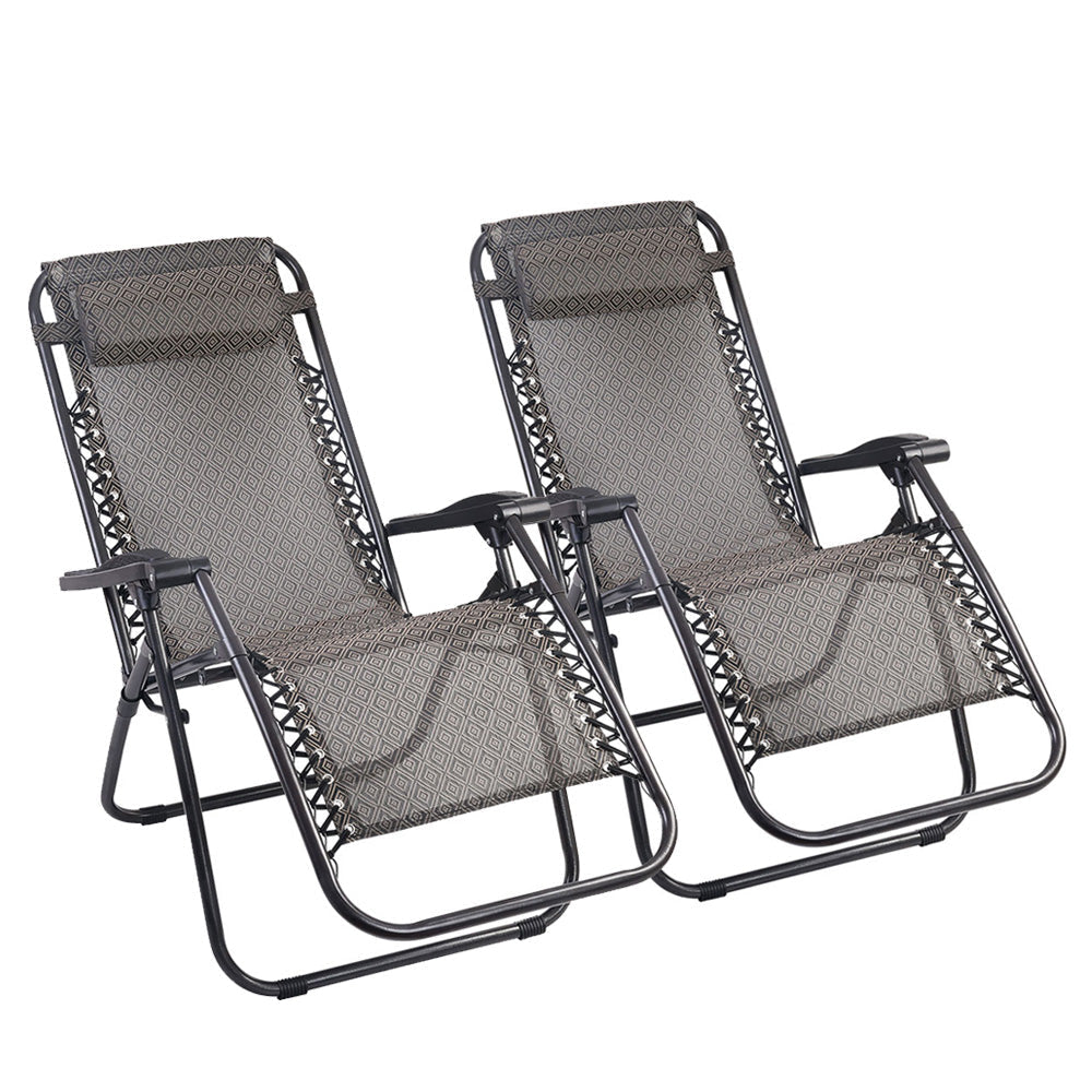 Gardeon Zero Gravity Chair 2PC Reclining Outdoor Sun Lounge Folding Camping Fast shipping On sale