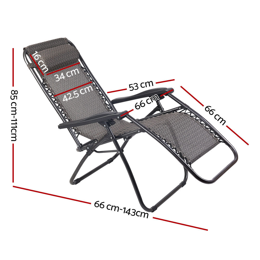 Gardeon Zero Gravity Chair 2PC Reclining Outdoor Sun Lounge Folding Camping Fast shipping On sale