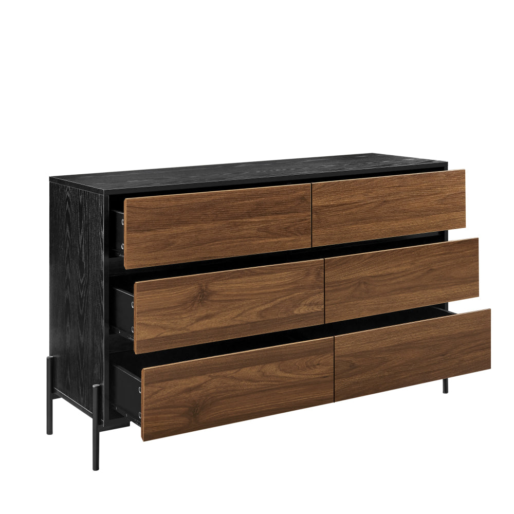 Gauci Chest Of 6-Drawer Dresser Storage Cabinet Black & Walnut Drawers Fast shipping On sale