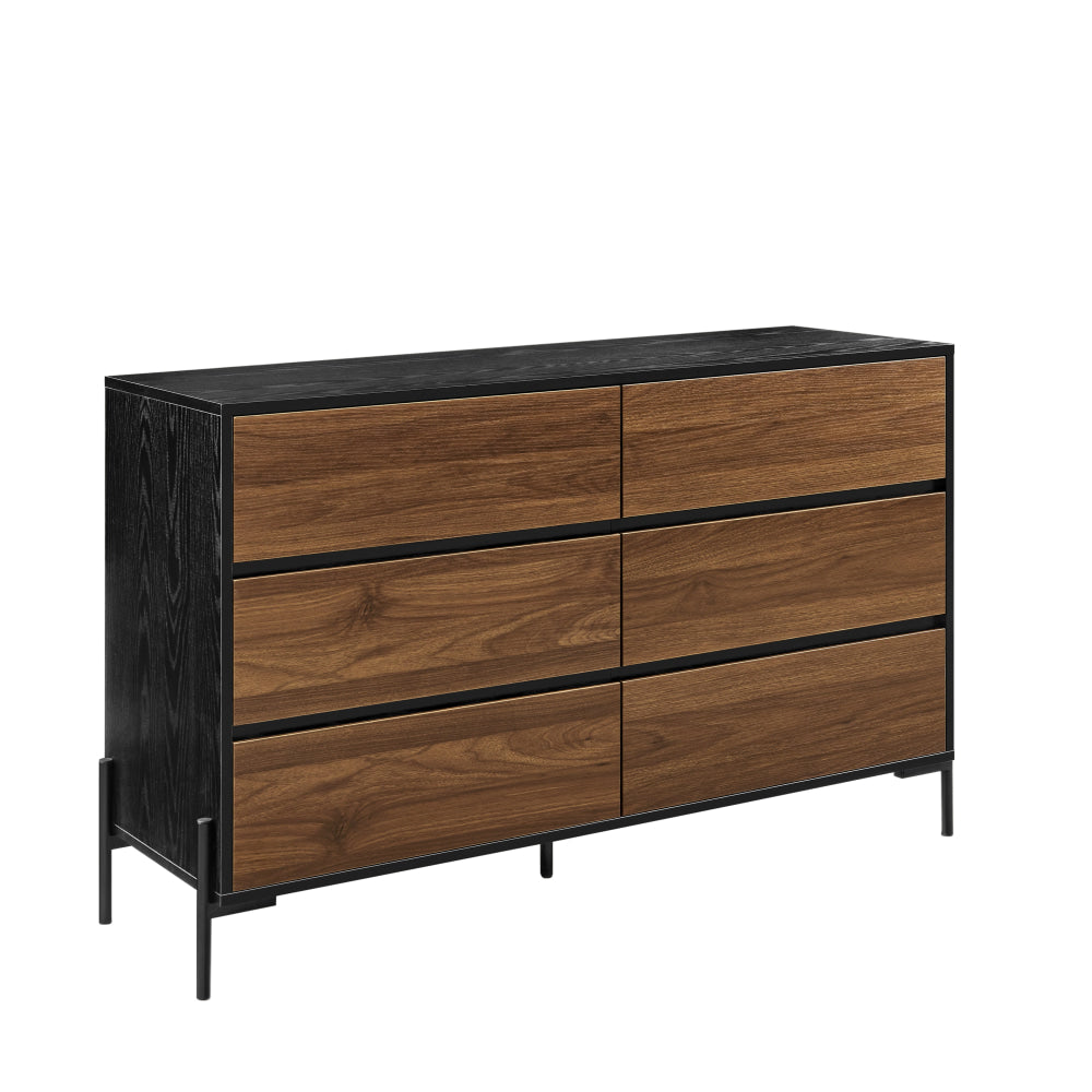 Gauci Chest Of 6-Drawer Dresser Storage Cabinet Black & Walnut Drawers Fast shipping On sale