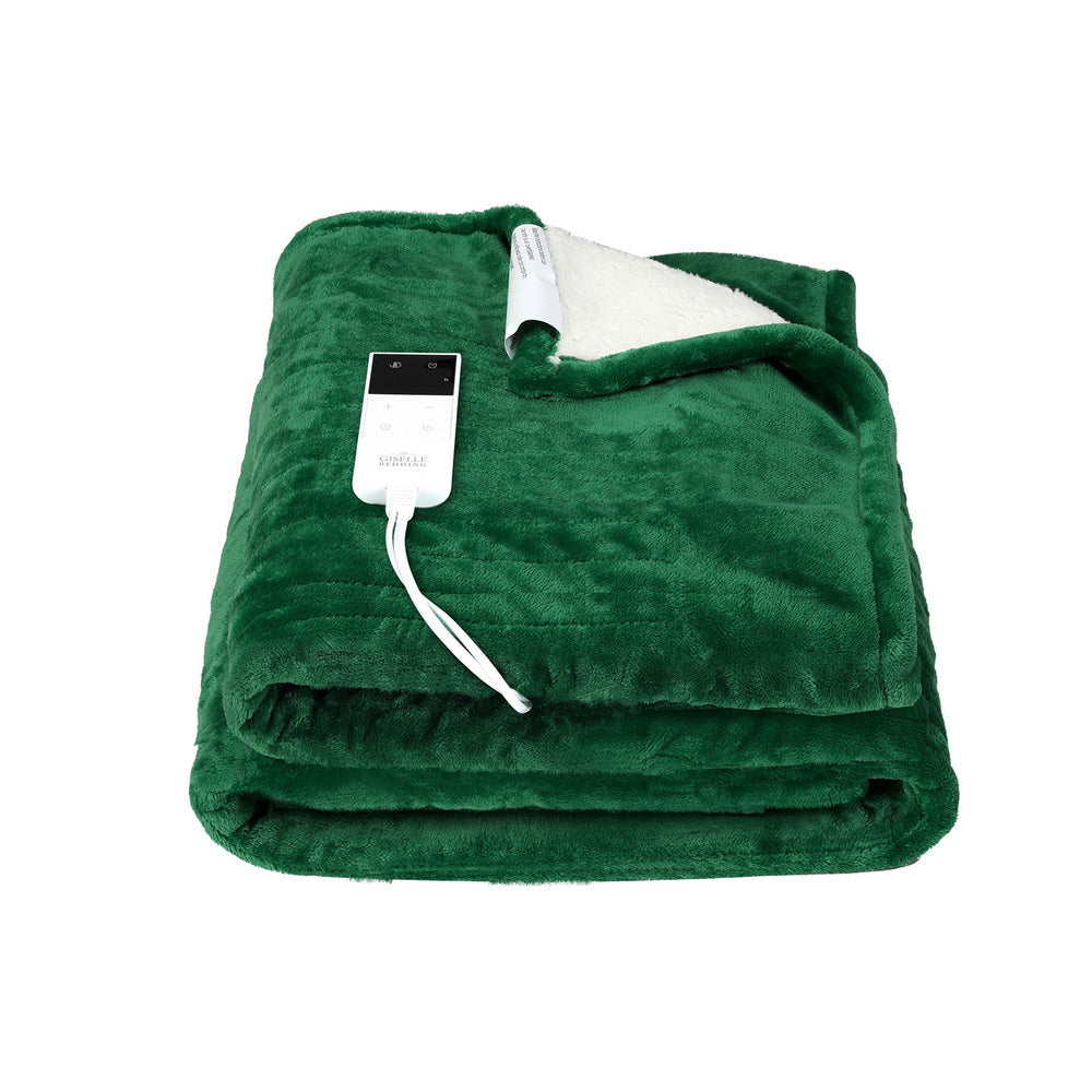 Giselle Electric Throw Rug Heated Blanket Double Sided Green Fast shipping On sale