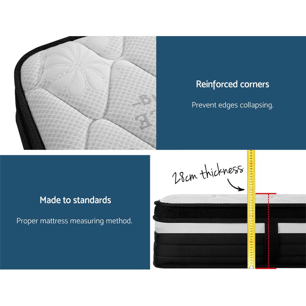 Giselle King Bed Mattress Size Extra Firm 7 Zone Pocket Spring Foam 28cm Fast shipping On sale