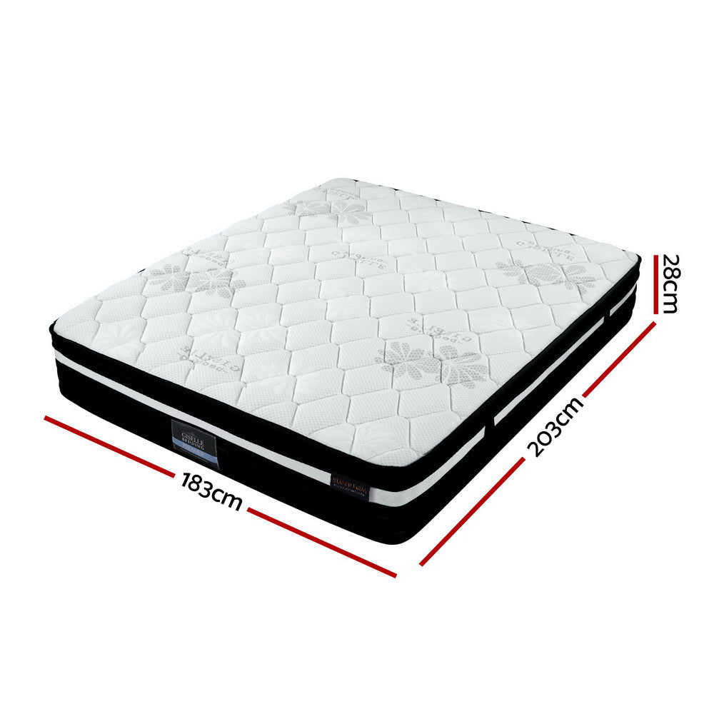 Giselle King Bed Mattress Size Extra Firm 7 Zone Pocket Spring Foam 28cm Fast shipping On sale