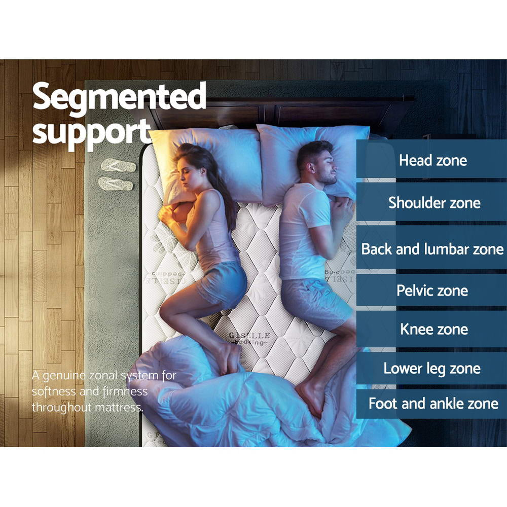 Giselle King Bed Mattress Size Extra Firm 7 Zone Pocket Spring Foam 28cm Fast shipping On sale
