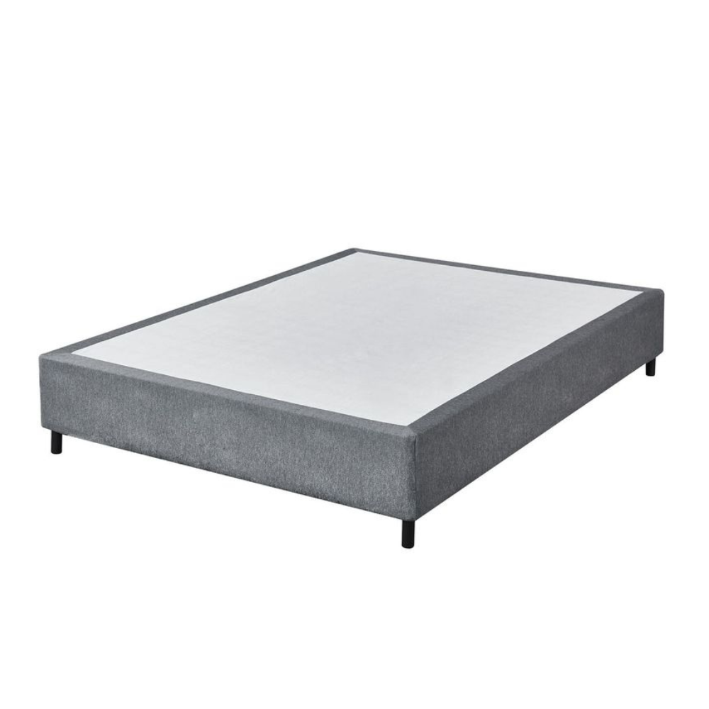 Knitted Fabric Bed Frame Base Double Size Solid Wood Legs Grey Fast shipping On sale