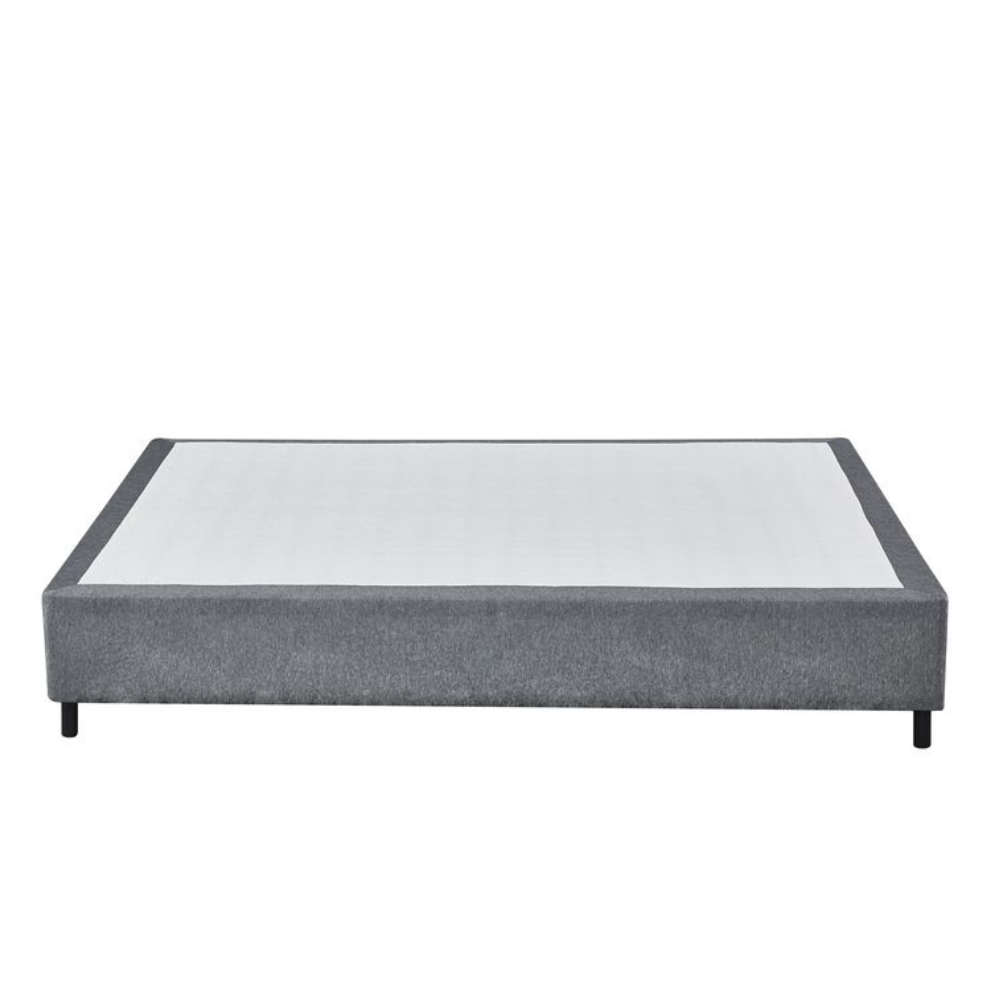 Knitted Fabric Bed Frame Base Double Size Solid Wood Legs Grey Fast shipping On sale