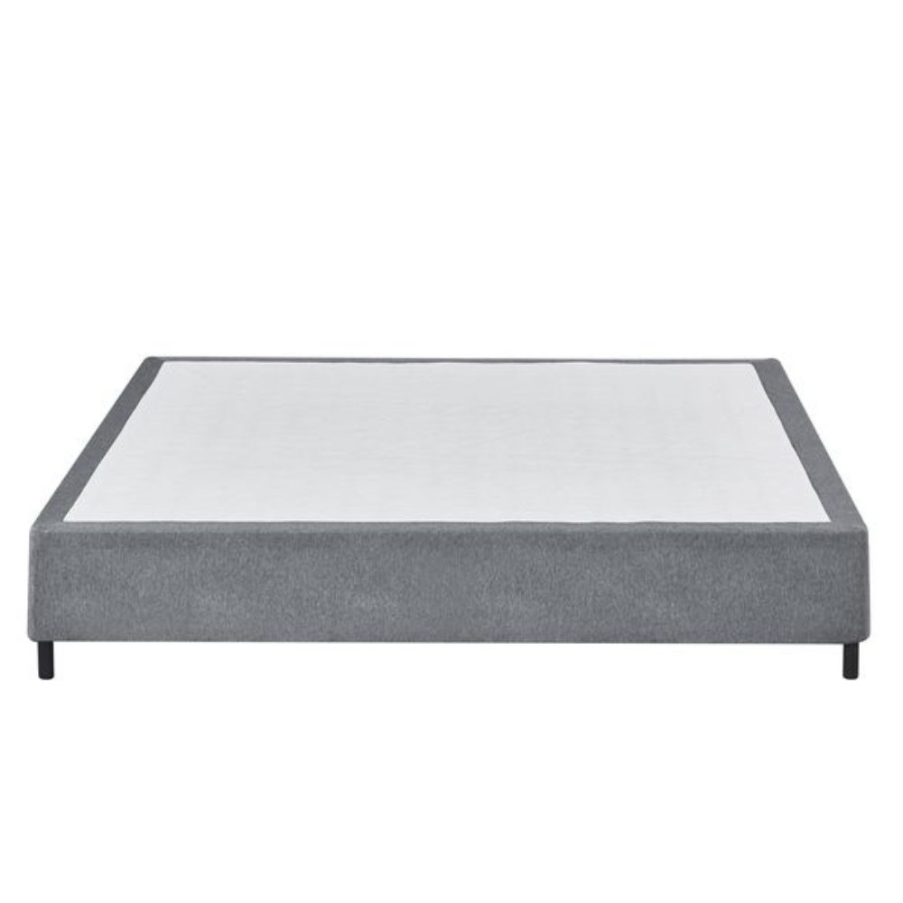 Knitted Fabric Bed Frame Base King Size Solid Wood Legs Grey Fast shipping On sale