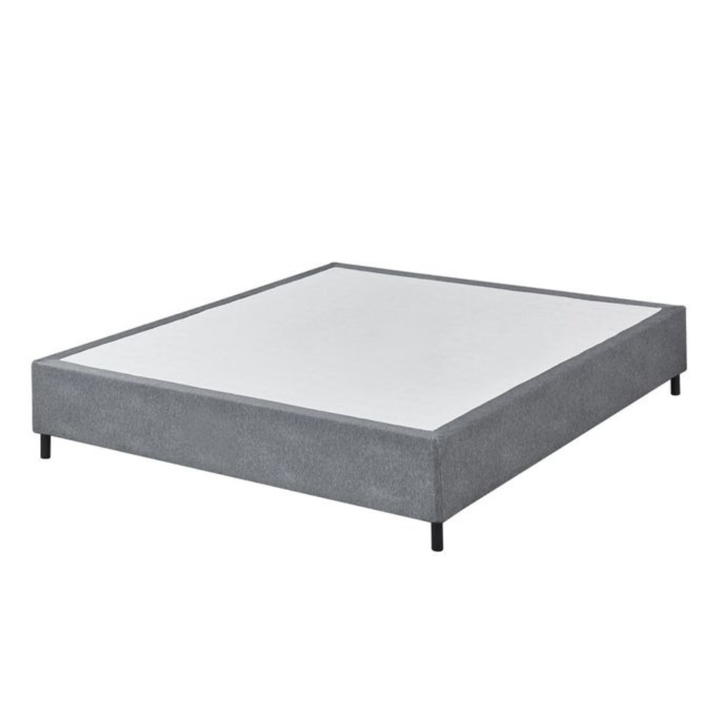 Knitted Fabric Bed Frame Base King Size Solid Wood Legs Grey Fast shipping On sale