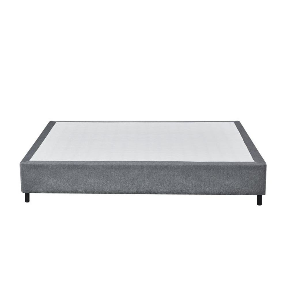 Knitted Fabric Bed Frame Base Queen Size Solid Wood Legs Grey Fast shipping On sale