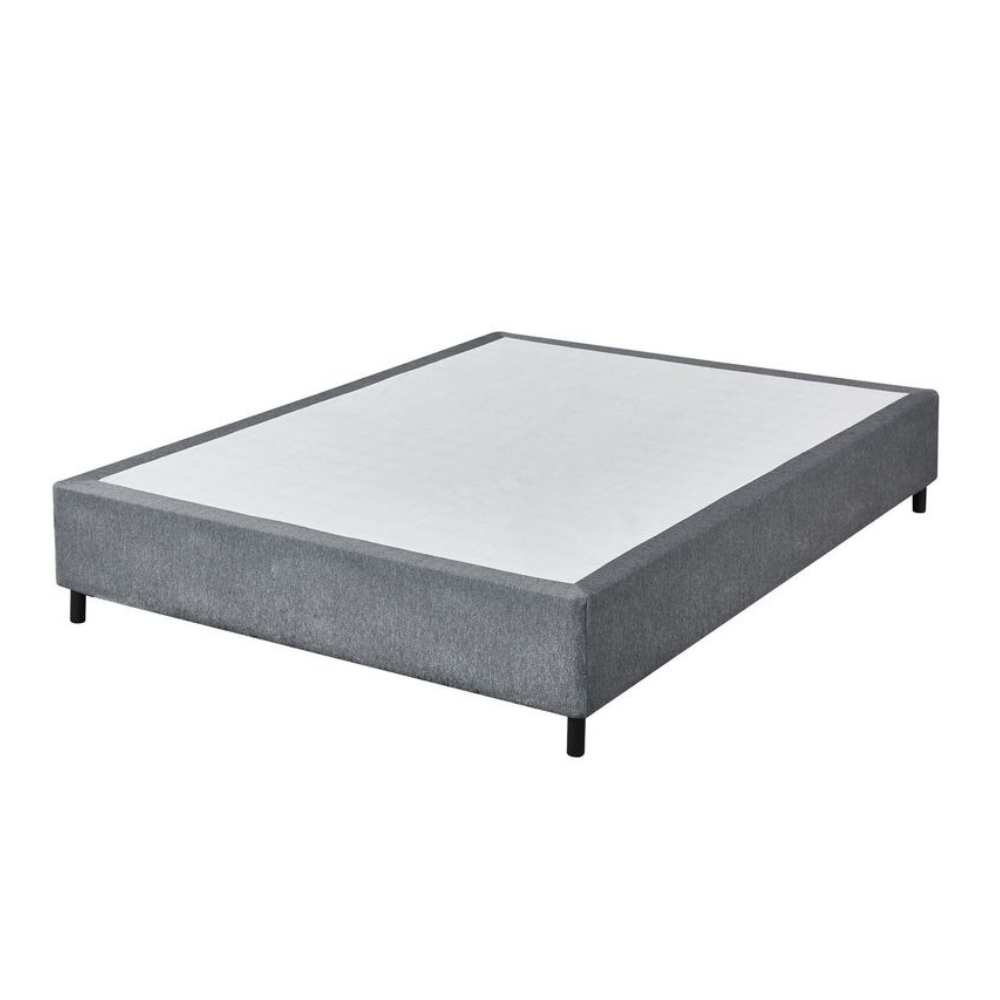 Knitted Fabric Bed Frame Base Queen Size Solid Wood Legs Grey Fast shipping On sale