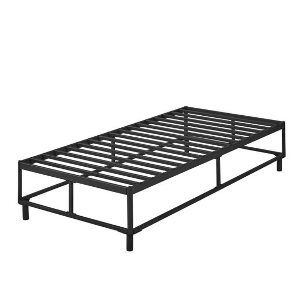 Knitted Fabric Bed Frame Base Single Size Solid Wood Legs Grey Fast shipping On sale