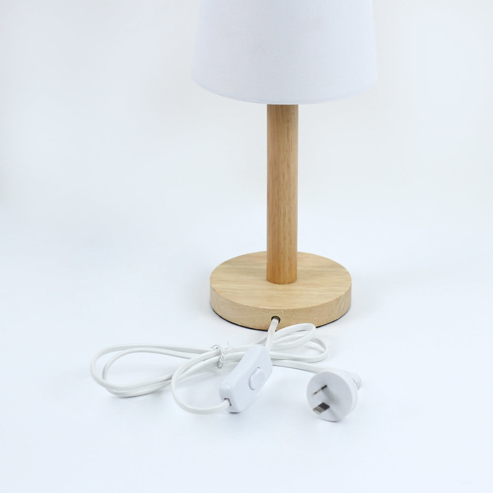 Gloei Duo Set of 2 Contemporary Wooden Table Desk Lamp Light Polyester Shade - White Fast shipping On sale