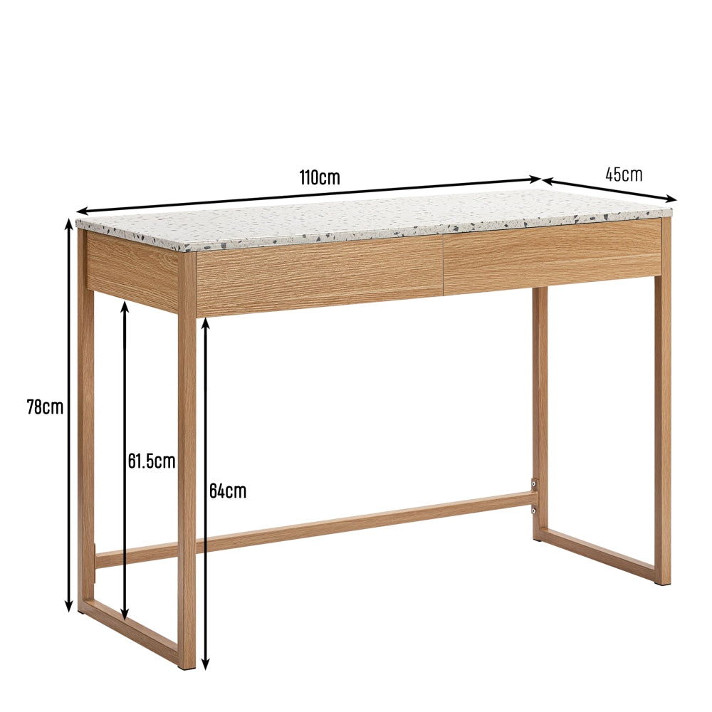 Gloria Hallway Console Hall Table Terrazzo Effect Top 2-Drawers Oak Fast shipping On sale