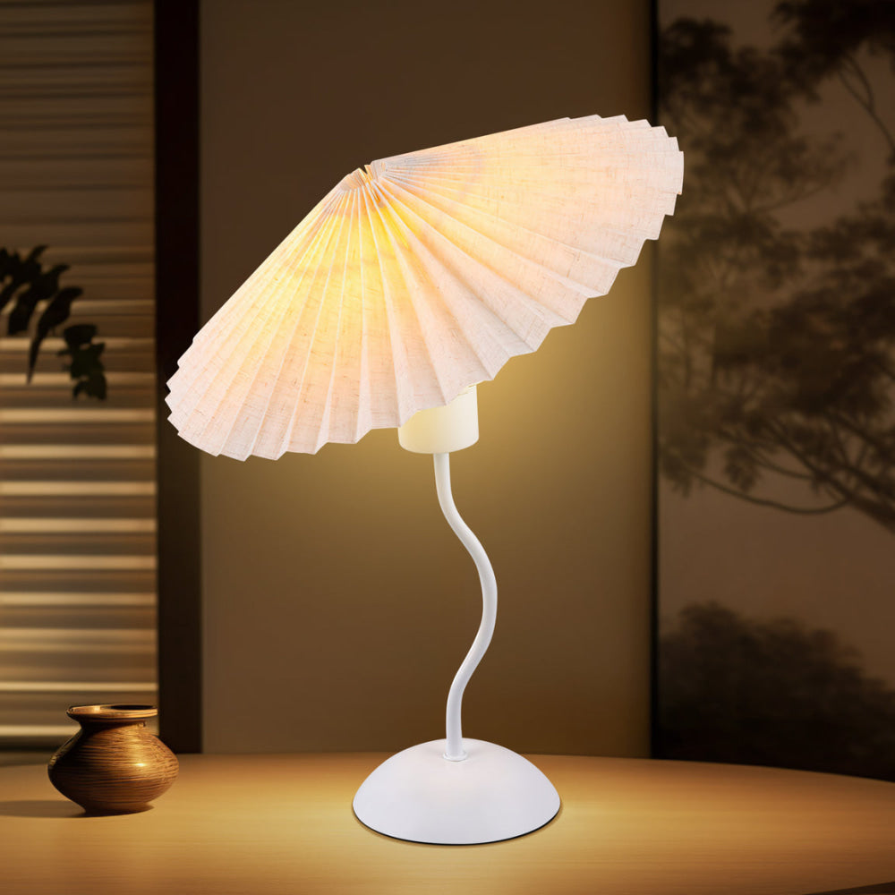 Glow Life Pleated Fabric Umbrella Shade Elegant Table Lamp Light - White Color Fast shipping On sale