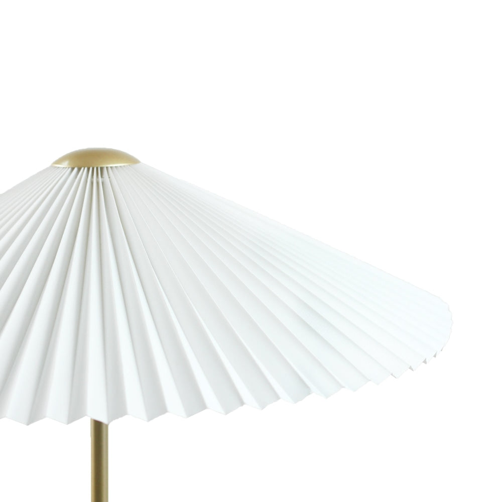 Go Bright Pleated Classic Metal Floor Lamp Light Fabric Umbrella Shade - White and Gold Fast shipping On sale