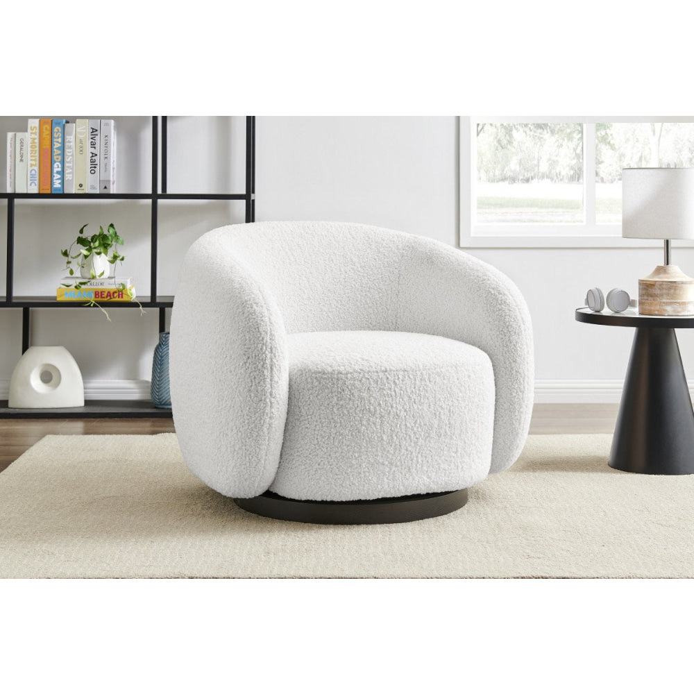 Goldie Swivel Armchairs Relaxing Accent Lounge Chair Natural Boucle Fast shipping On sale