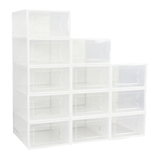 Gominimo 12PCS Plastic Shoe Box Organizer Size Medium Premium - White Cabinet Fast shipping On sale