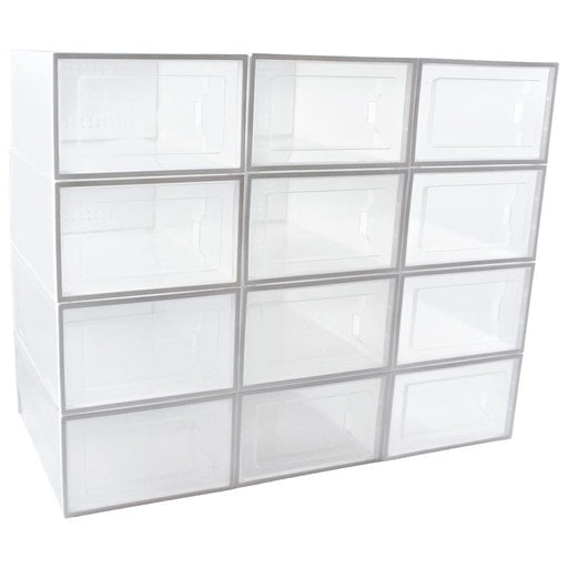 Gominimo 12PCS Plastic Shoe Box Organizer Size Medium Premium - White Cabinet Fast shipping On sale