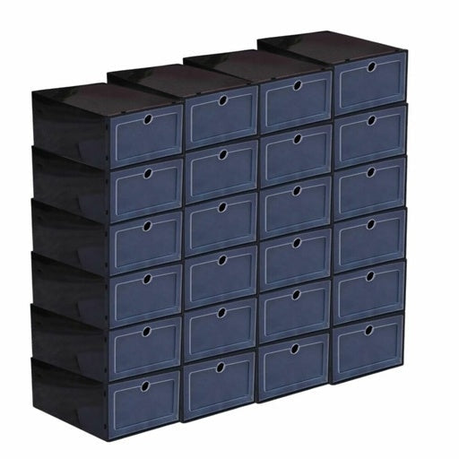 Gominimo Stackable Plastic Shoe Box 24pcs - Black Cabinet Fast shipping On sale