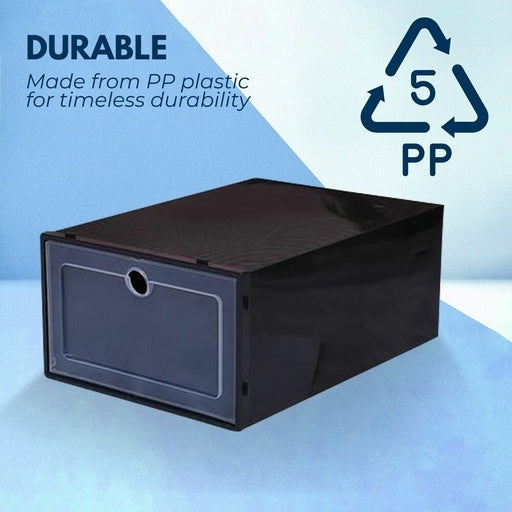 Gominimo Stackable Plastic Shoe Box 24pcs - Black Cabinet Fast shipping On sale