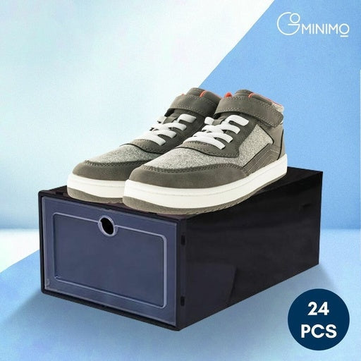 Gominimo Stackable Plastic Shoe Box 24pcs - Black Cabinet Fast shipping On sale