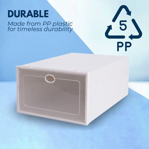 Gominimo Stackable Plastic Shoe Box 24pcs - White Cabinet Fast shipping On sale