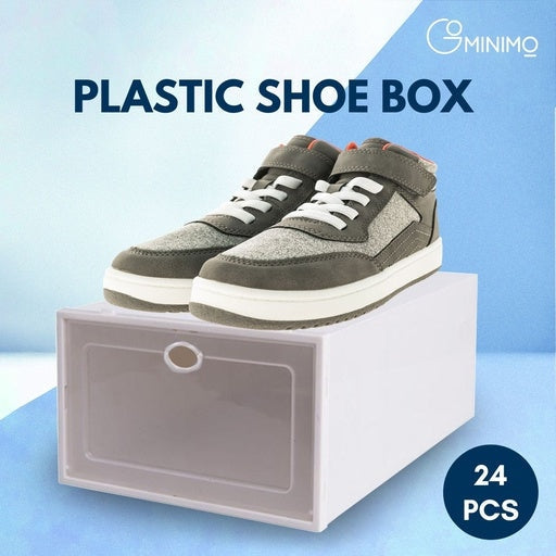 Gominimo Stackable Plastic Shoe Box 24pcs - White Cabinet Fast shipping On sale