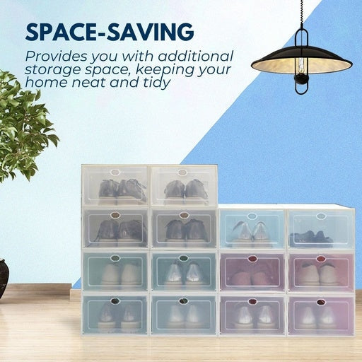 Gominimo Stackable Plastic Shoe Box 24pcs - White Cabinet Fast shipping On sale