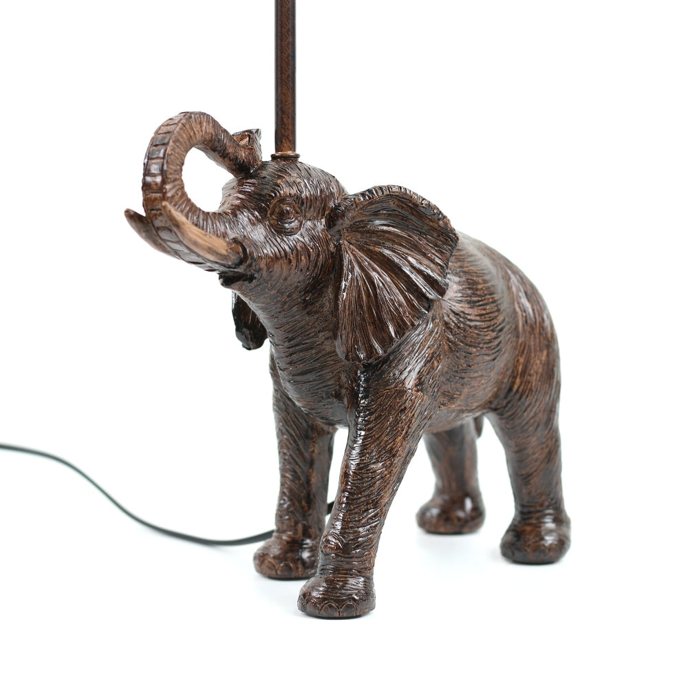 Grant Elephant Trunk Up Accent Table Lamp Light Fabric Shade - Bronze and Brown Fast shipping On sale