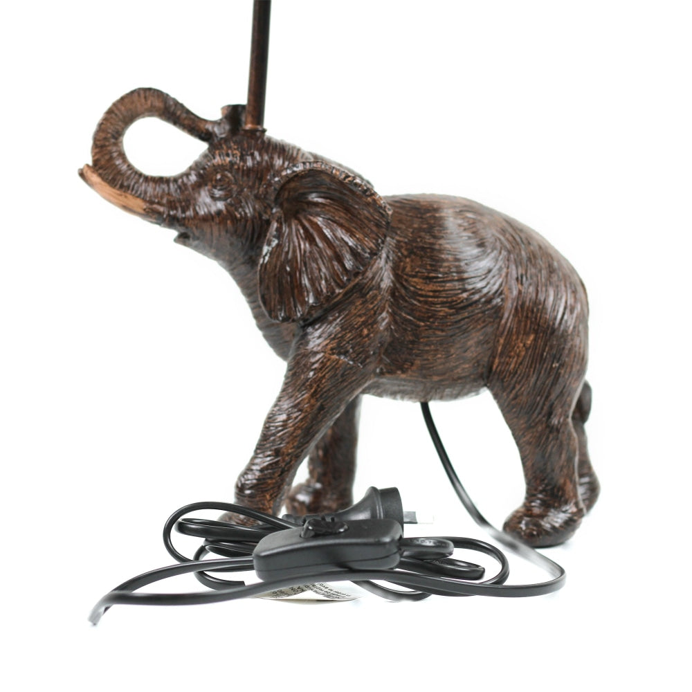 Grant Elephant Trunk Up Accent Table Lamp Light Fabric Shade - Bronze and Brown Fast shipping On sale