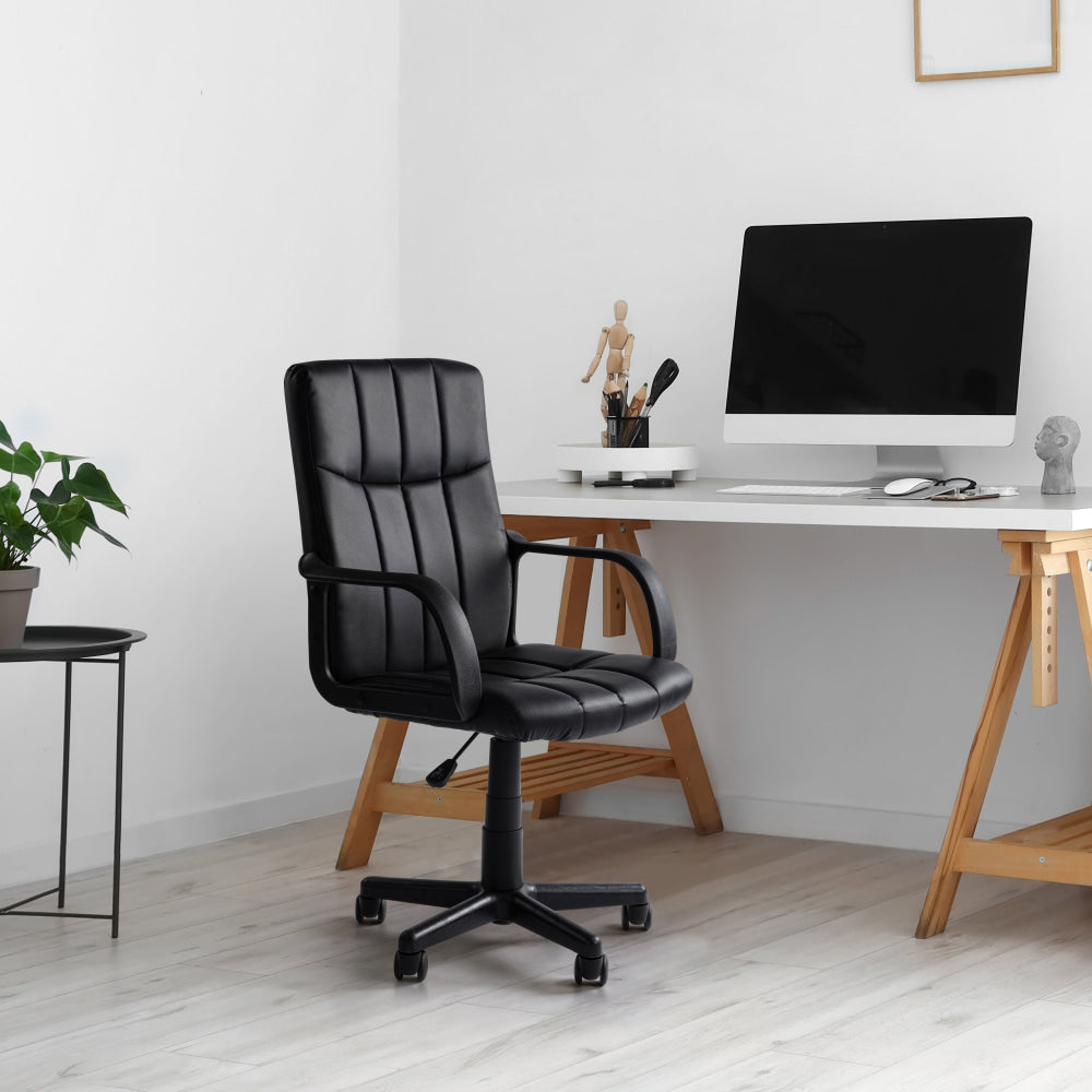 Grayson Modern PU Leather Computer Desk Task Office Chair Arms Rest Black Fast shipping On sale