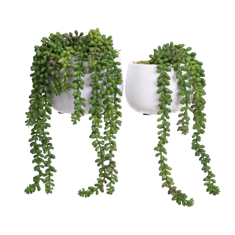 Green Hanging Pearl Artificial Fake Plant Decorative In Pot Set Fast shipping On sale