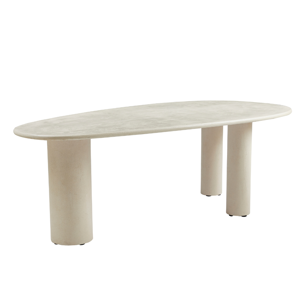 Gus Micro-Cement Coated Wooden Curve Kitchen Dining Table 230cm Pebble Fast shipping On sale