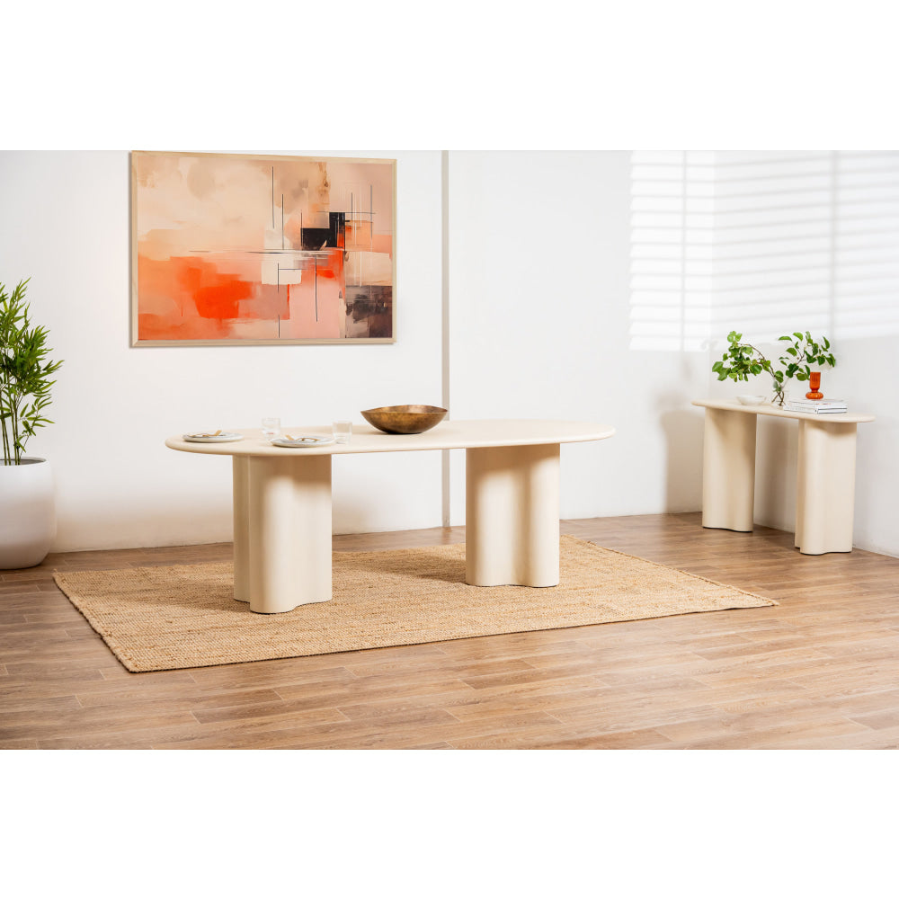 Gus Micro-Cement Coated Wooden Kitchen Dining Table 220cm Pebble Fast shipping On sale