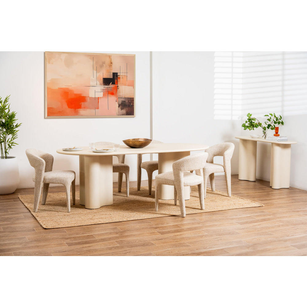 Gus Micro-Cement Coated Wooden Kitchen Dining Table 220cm Pebble Fast shipping On sale